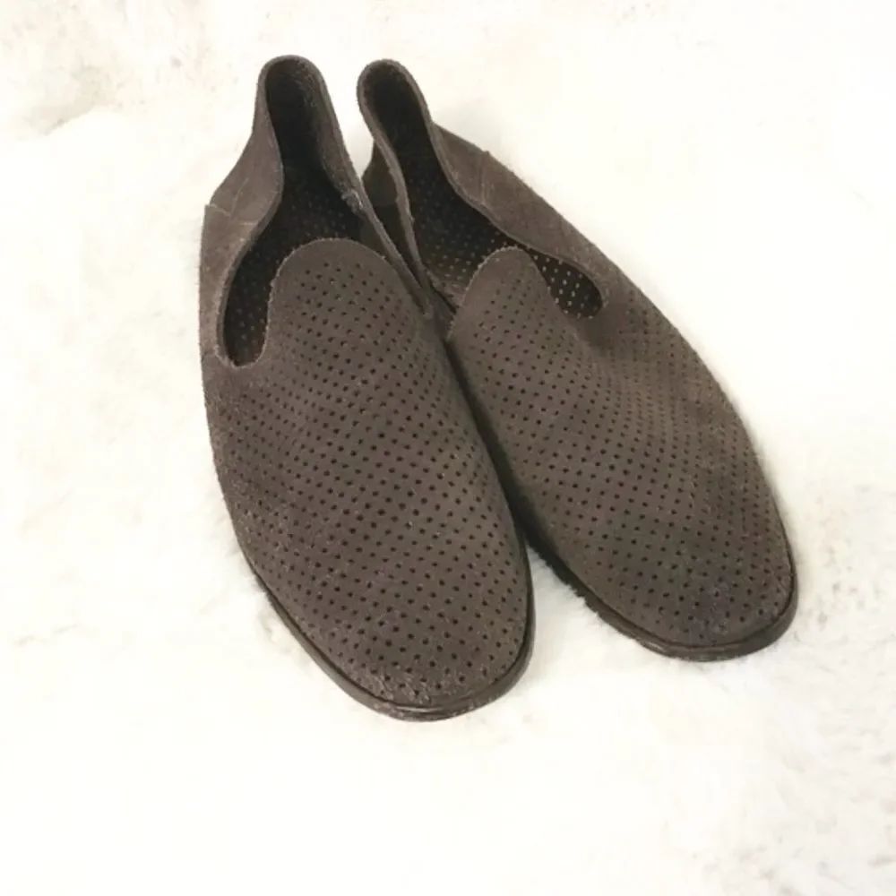 Pedro Garcia Yara Perforated Suede Soft Leather Dark Brown Loafers Flats 7.5